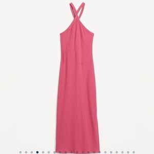 Fitted Rib-Knit Halter Midi Dress